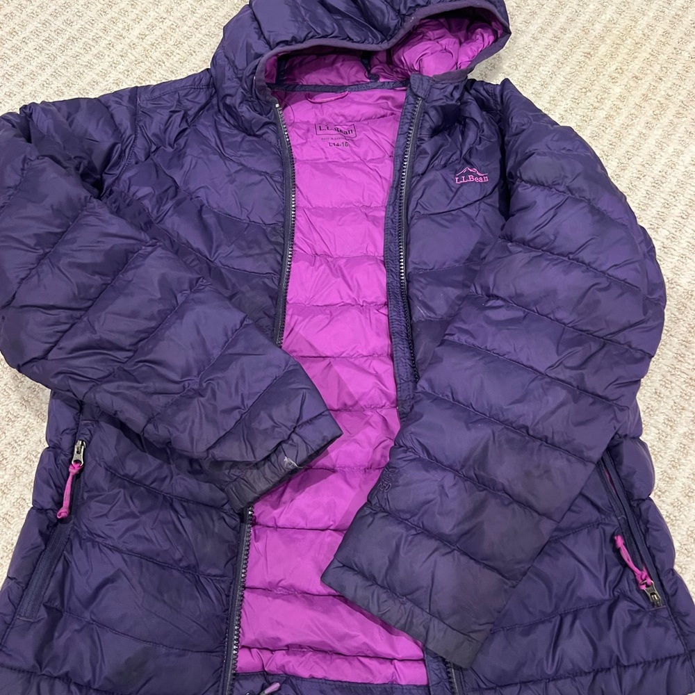L.L.bean kids puffer purple Size 14-16